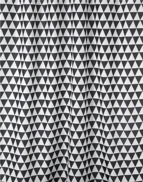 BISK Erga Plain, sprchový záves s háčikmi (12ks) 200x180 cm, biela-čierna, ERG-06880