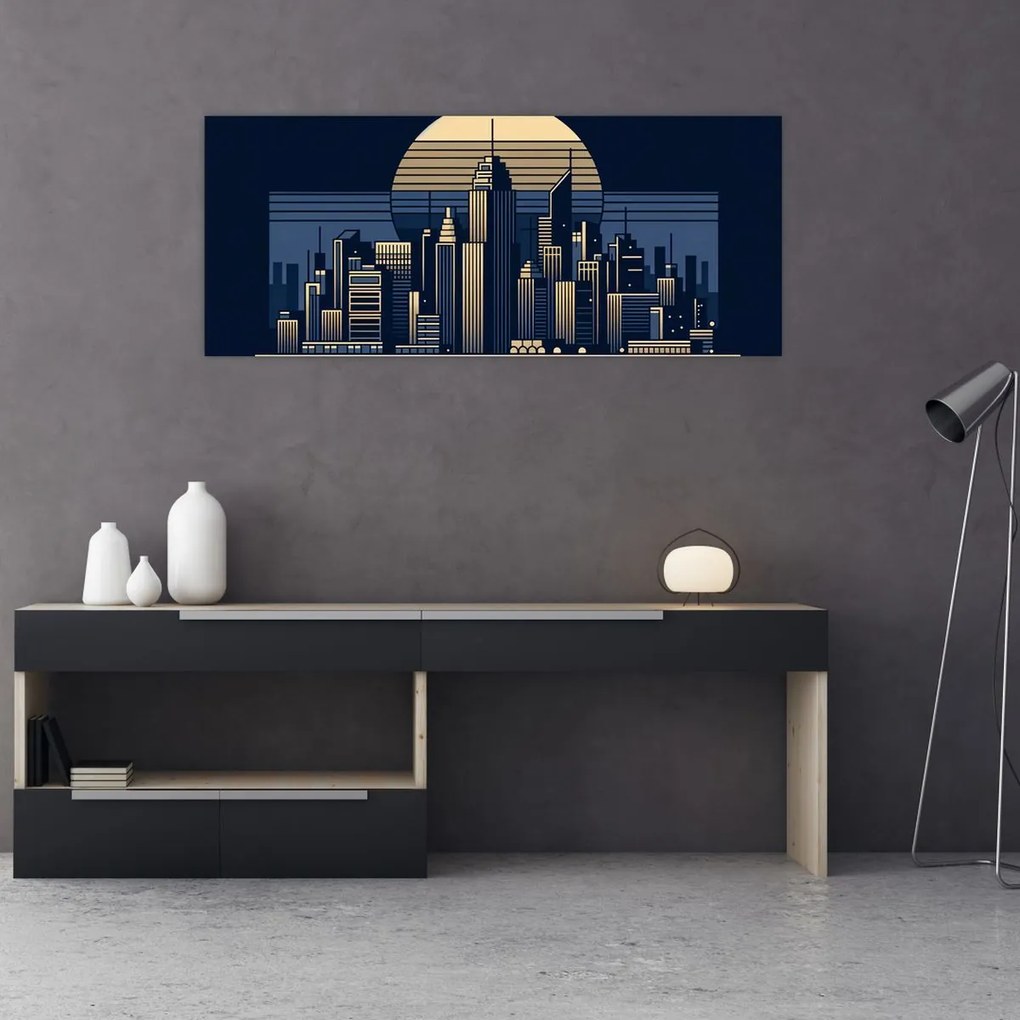 Obraz – Geometrické mesto (120x50 cm)