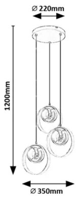 Rabalux 72063 - Luster na lanku PEYTON 3xE14/15W/230V