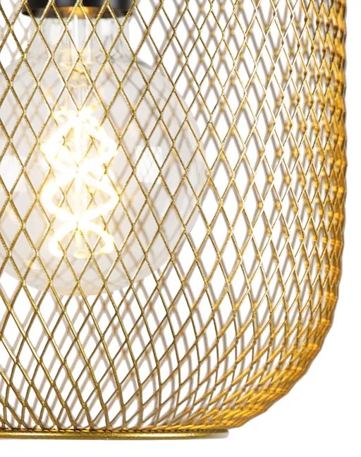 Art Deco závesná lampa zlatá 45 cm 3-svetlá - Bliss Mesh