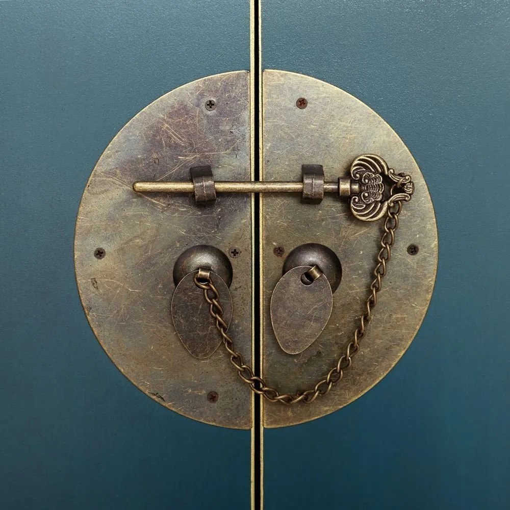 Modrá vysoká komoda 73x90 cm Oriente – Ixia