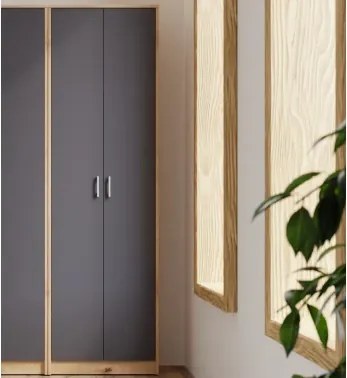 Šatníková skriňa Vincent, dub artisan/antracit%