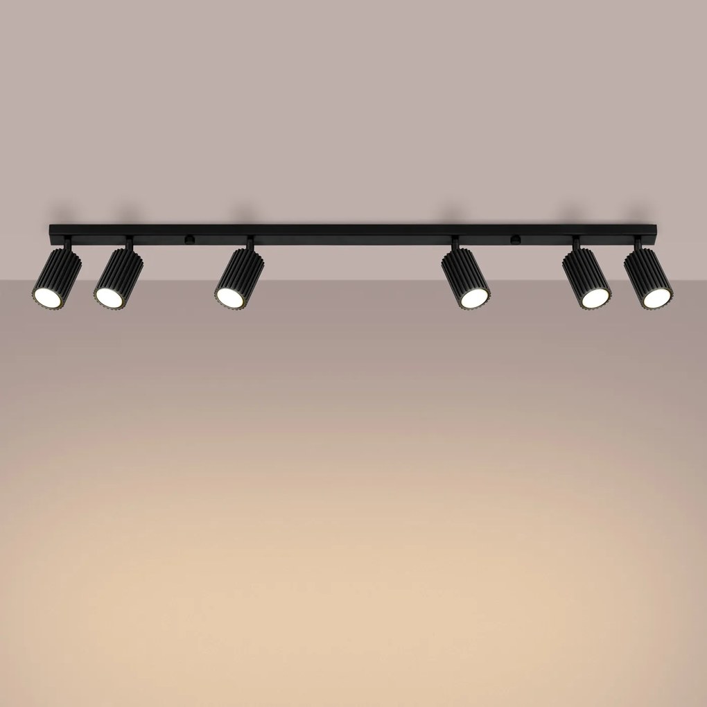 Bodové svietidlo Karbon, 6x čierne kovové tienidlo, (možnosť polohovania)