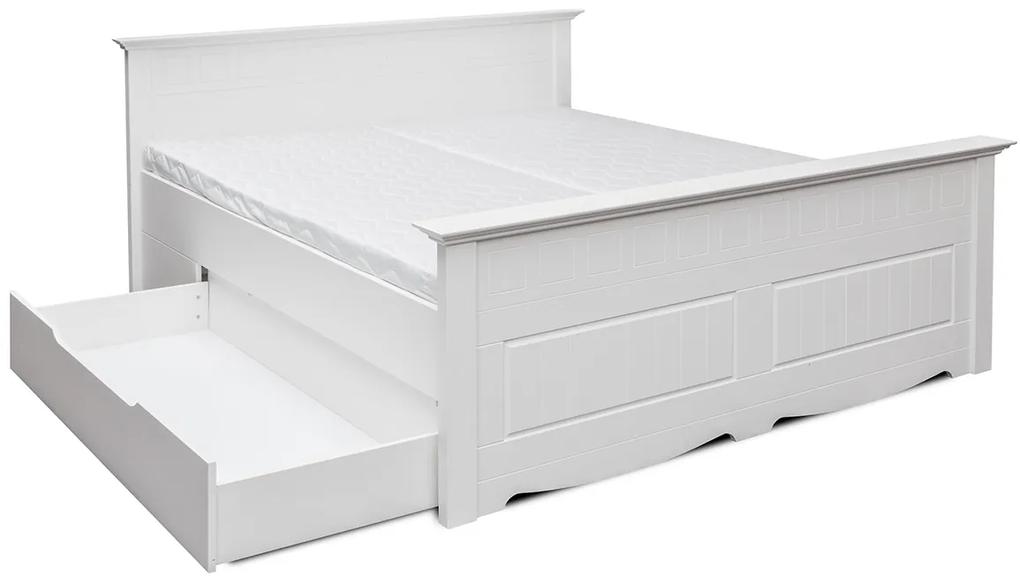 PROXIMA.store - Masívna rustikálna posteľ + zásuvka - BELLUNO ELEGANTE ROZMER: pre matrac 120 x 200 cm, FARBA: biela