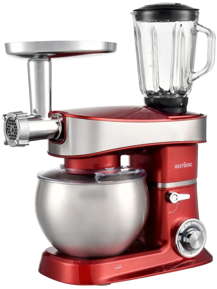 Multifunkčný kuchynský robot BestBerg BBR-2000R / 2000 W / 6 l / 6 rýchlostí / červená