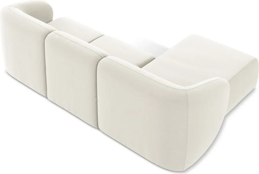 Béžová zamatová rohová pohovka (ľavý roh/s leňoškou) Lani – Makamii