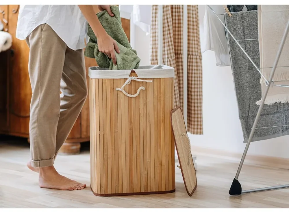 Bambusový kôš na bielizeň v prírodnej farbe 78 l Bamboo – Compactor