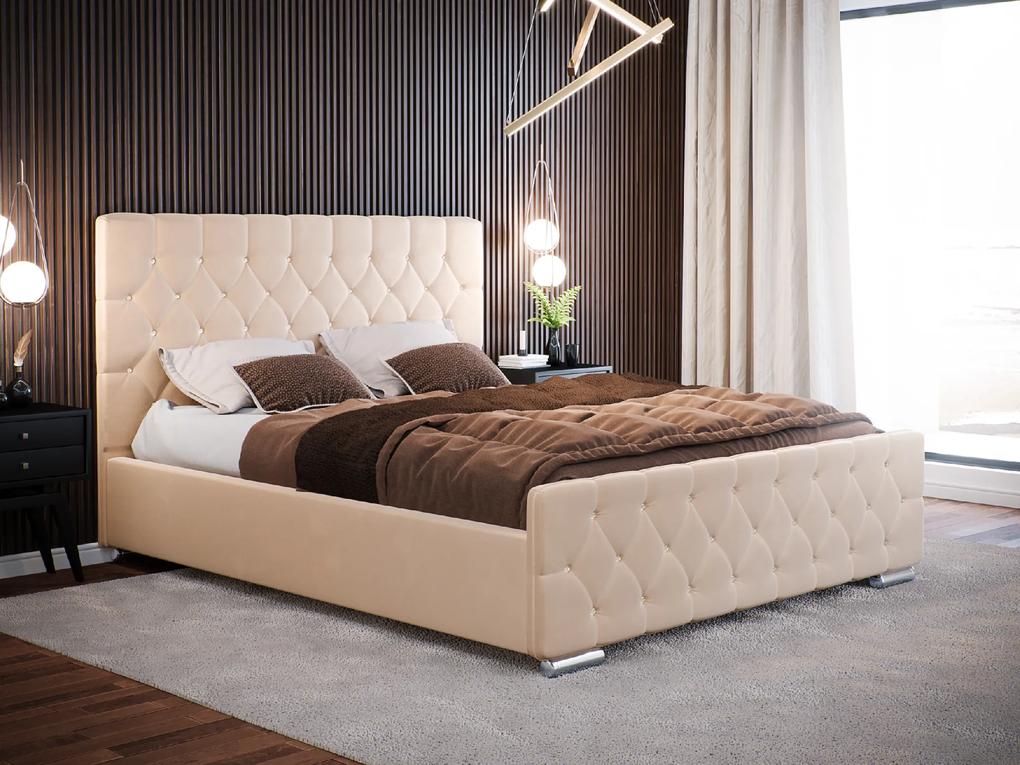 Čalúnená posteľ SEVILLA - béžová - 140/160 Veľkosť postele: Pre matrac 160 x 200 cm