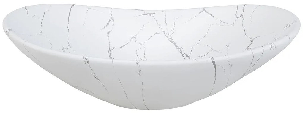 Súprava keramického umývadla na dosku a výpuste LENA biela mramorová