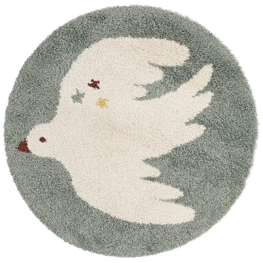 Svetlozelený detský koberec ø120 cm Bohemian Bird Aqua – Nattiot