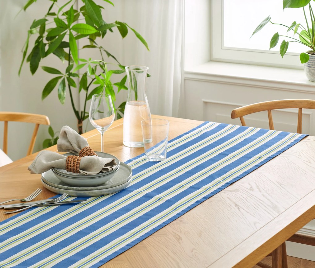 Bavlnený behúň na stôl, prúžky
