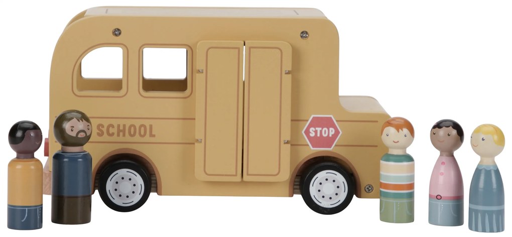Školský autobus s figúrkami drevený