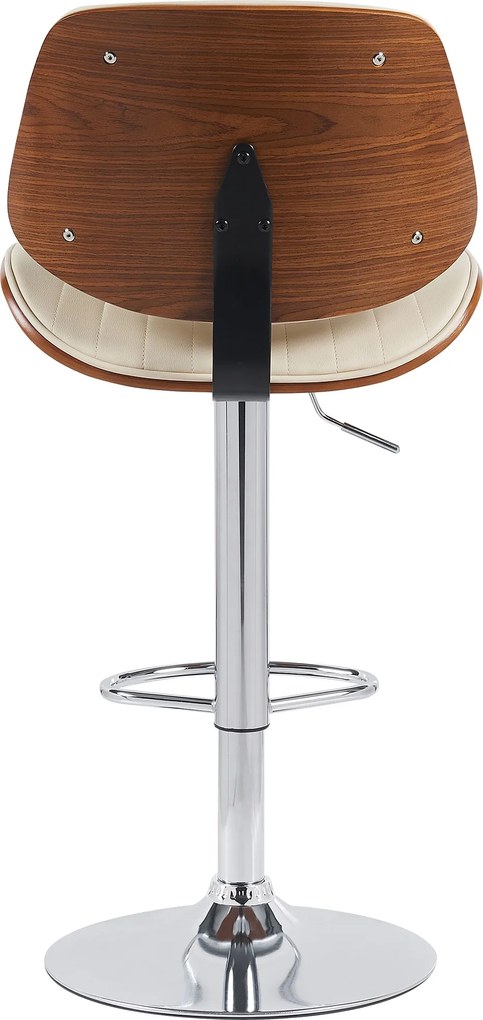 Barová stolička Clawson - koženka, chróm rám - orech/krém