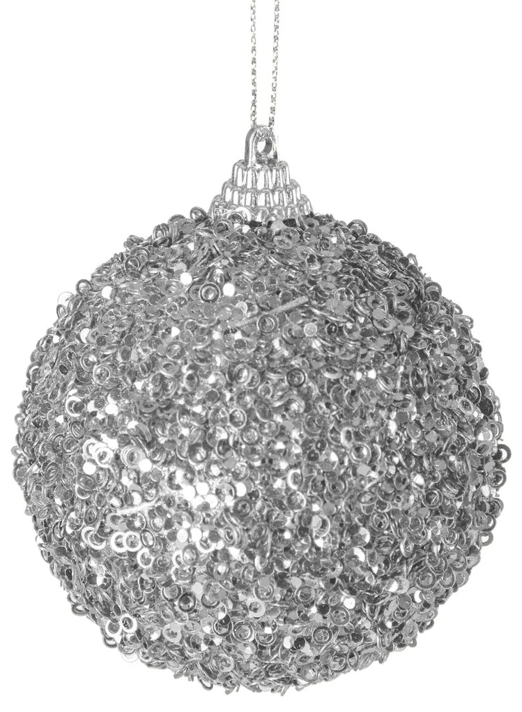 VIANOČNÁ BANKA NA STROMČEK SADA 4 KS (FI) 8 CM STRIEBORNÁ