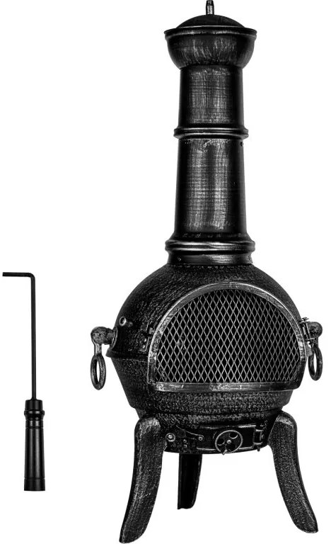 STILISTA Vonkajší záhradný krb, 112 cm, strieborno/sivý