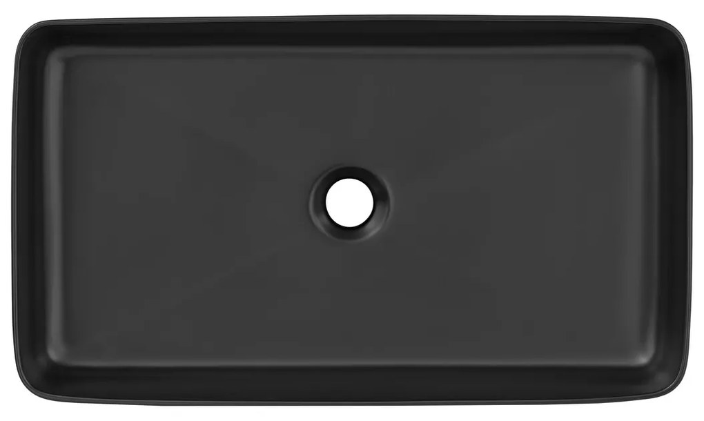 Súprava keramického umývadla na dosku a výpuste Slim 60 cm čierna