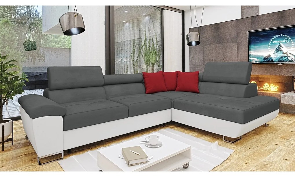Rohová sedačka Alvin, Dostupné poťahy: ekokoža Soft 017 + Uttario Velvet 2971 + Kronos 02, Strana: ľavá
