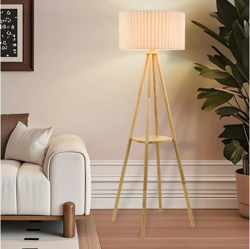 Brilagi - Stojaca lampa NORDIC WAVE 1xE27/15W/230V drevo/ľan