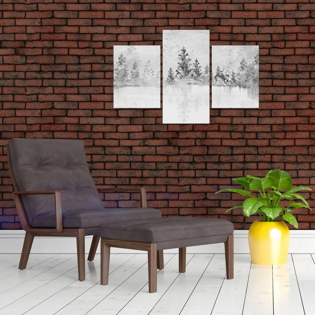 Obraz - Jelene pri jazere (90x60 cm)