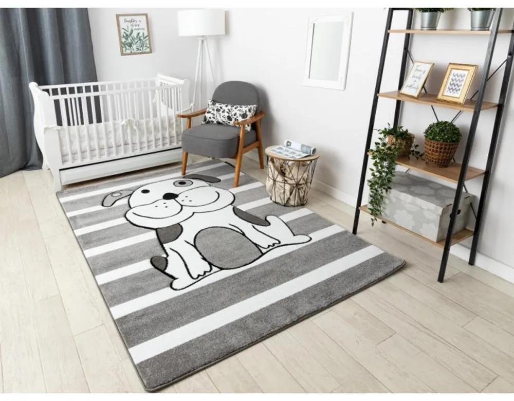 Detský kusový koberec Psík sivý 180x270cm