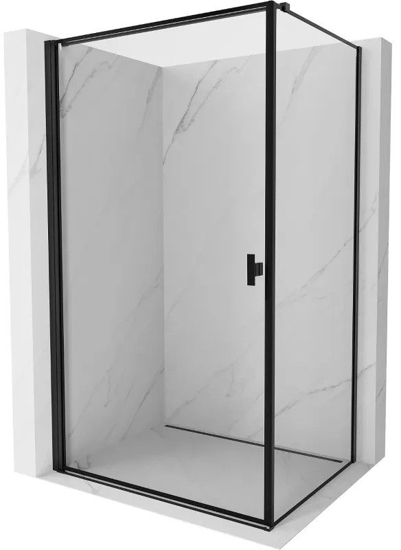 Mexen Mist-B, 1-krídlový výklopný sprchový kút ľavý 90 x 80 cm, číre sklo-čierny rám, 8A2T-090-080-70-70-L