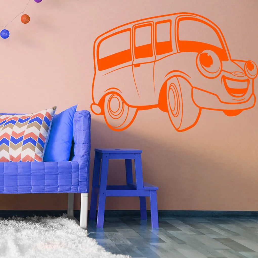 Veselá Stena Samolepka na stenu na stenu Detské zábavné autíčko Farba: černá