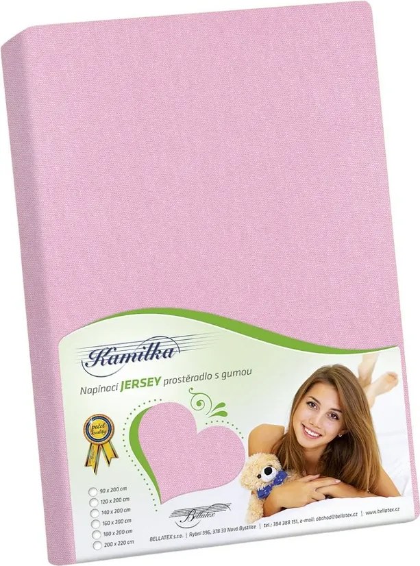 Bellatex Jersey prestieradlo Kamilka ružová, 200 x 220 cm