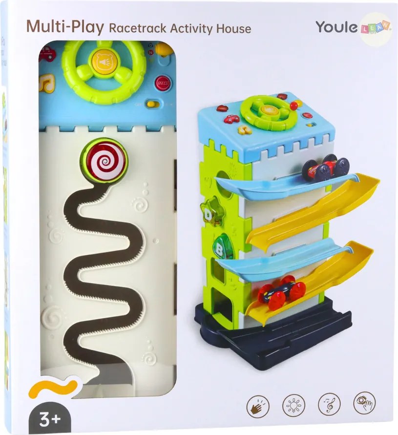 LEAN Toys Posúvajte sa po vzdelávacej dráhe s autíčkami so zvukmi svetelného triediča