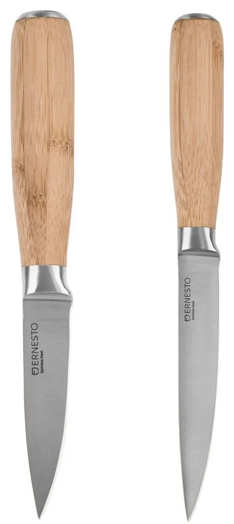 ERNESTO® Kuchynský nôž bambusová rukoväť / rukoväť z ušľachtilej ocele (bambusová rukoväť, súprava kuchynských nožov ) (100313881)