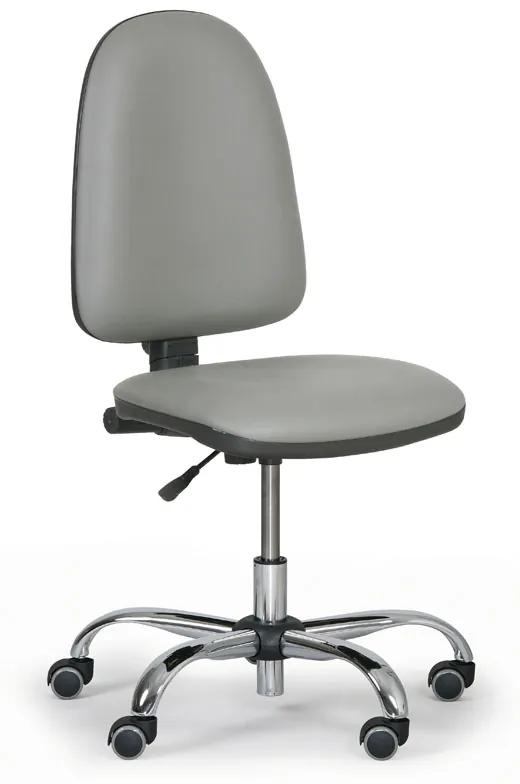 Pojazdná dielenská pracovná stolička TORINO bez podpierok rúk, permanentný kontakt, mäkké kolieska, čierna