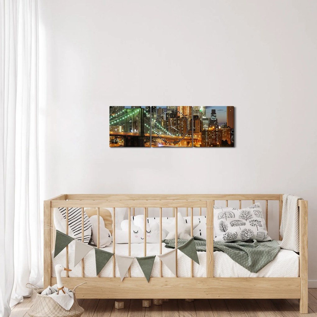 Obraz - Most s New Yorkom (s hodinami) (90x30 cm)