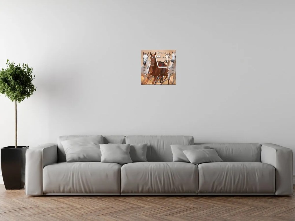 Gario Obraz s hodinami Cválajúce kone Rozmery: 60 x 40 cm