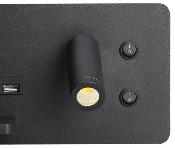 Immax 08288L-LED Nástenné sviet. s pol., USB a bezdr. nab. LED/3W/230V + LED/3W
