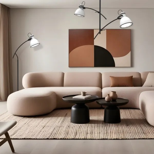 Závesný luster na tyči ZUMBA 2xE27/60W/230V biela/čierna