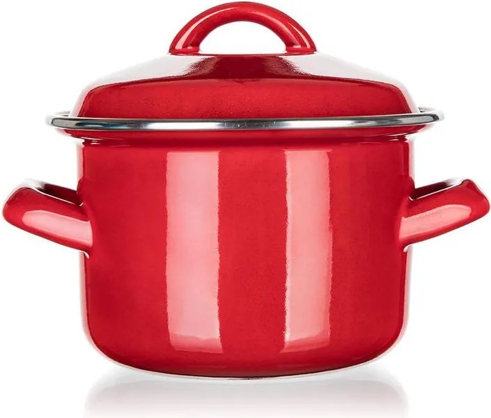 Smaltovaný hrniec s pokrievkou Red MILTON 5,9 l