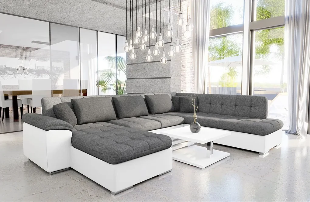 Rohová sedačka s funkciou spania Tony Sale, Dostupné poťahy: ekokoža Soft 017 + Lux 06 + Lux 05, Strana: Pravá