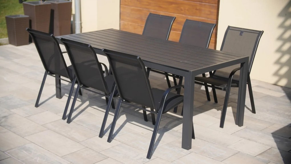Noela Záhradný jedálenský set Viking XL 190cm + 6x kovová stolička Ramada