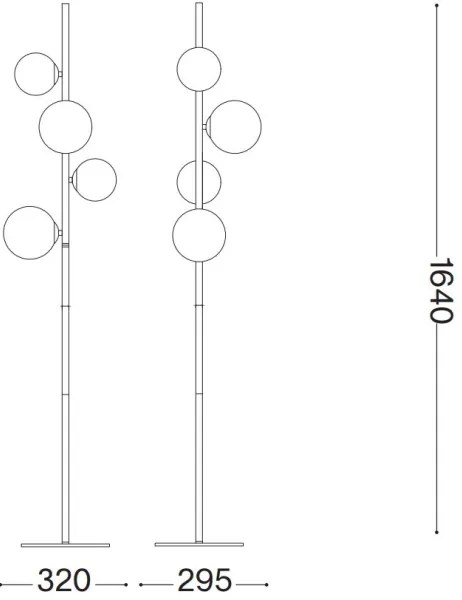 Ideal Lux - LED Stojacia lampa PERLAGE 4xG9/3W/230V čierna/dymová