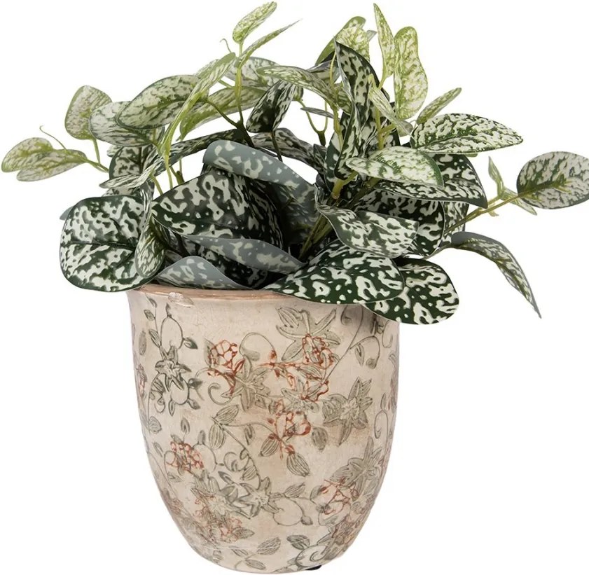 Béžový keramický obal na kvetináč s kvetmi Margaus L - Ø 17*17 cm