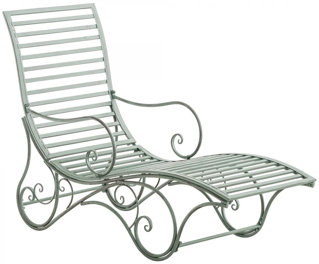 Kovová záhradné lehátko Amiens - Zelená antik