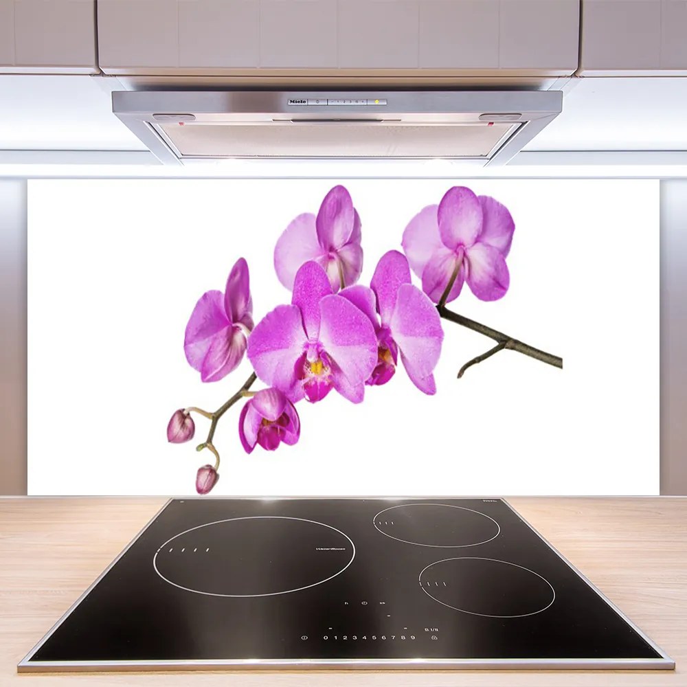 Sklenený obklad Do kuchyne Vstavač orchidea kvety 125x50 cm