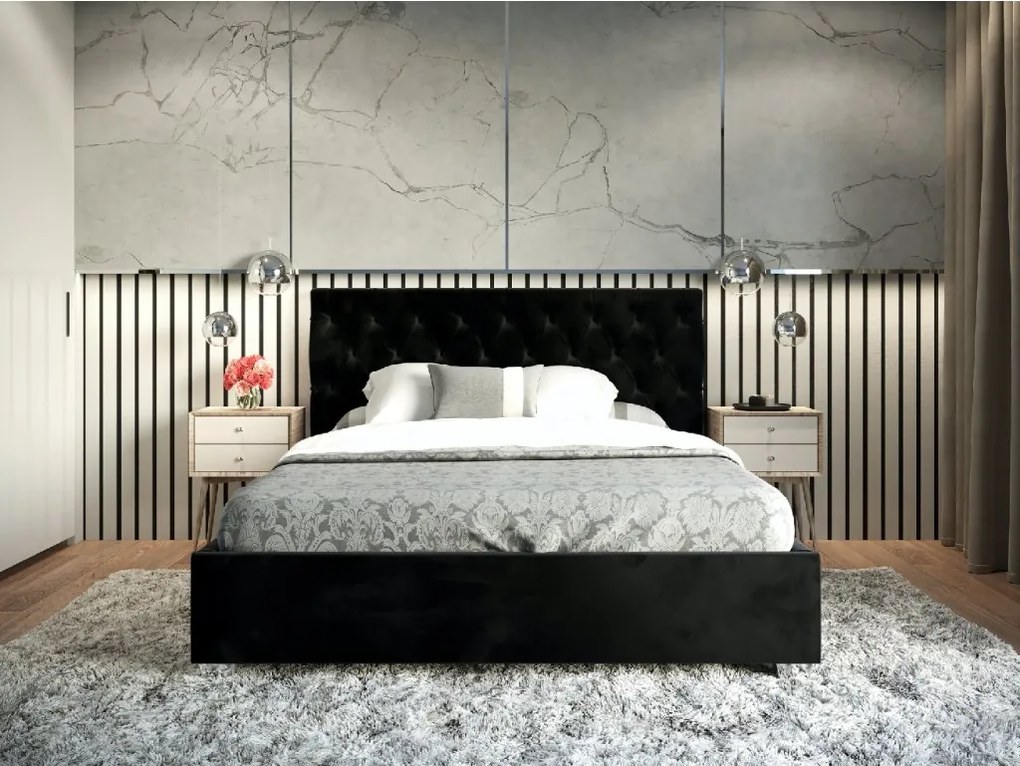 PROXIMA.store - Manželská čalúnená posteľ FRYDERIK - Čierna 140/160/180 Veľkosť postele: Pre matrac 140 x 200 cm