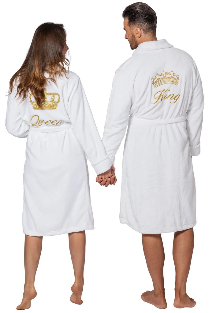 Tutumi Tutumi, dámsky župan Queen s golierom L/XL, biela-zlatá, SZL-05698