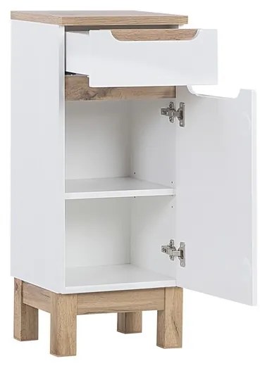 Kúpeľňová zostava Bali 60 cm so zápustným umývadlom, skrinkami a zrkadlom biela/dub wotan