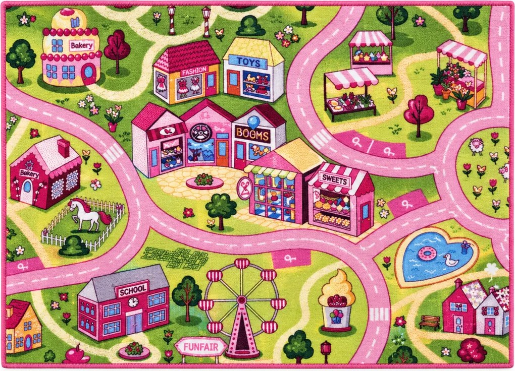 Associated Weavers, Detský kusový koberec cesty Sweet Town, 95x133, viacfarebná, detská izba