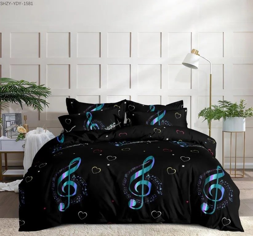 Obliečky z mikrovlákna MUZIKUS čierne