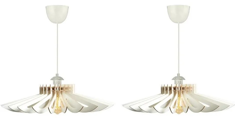 SADA 2x Luster na lanku 1xE27/60W/230V biela pr. 52 cm