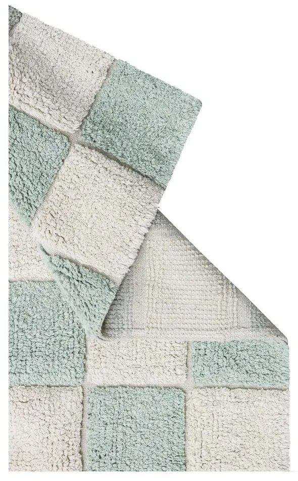 Svetlomodro-krémový prateľný ručne tkaný bavlnený koberec 120x160 cm Kitchen Tiles Blue Sage – Lorena Canals