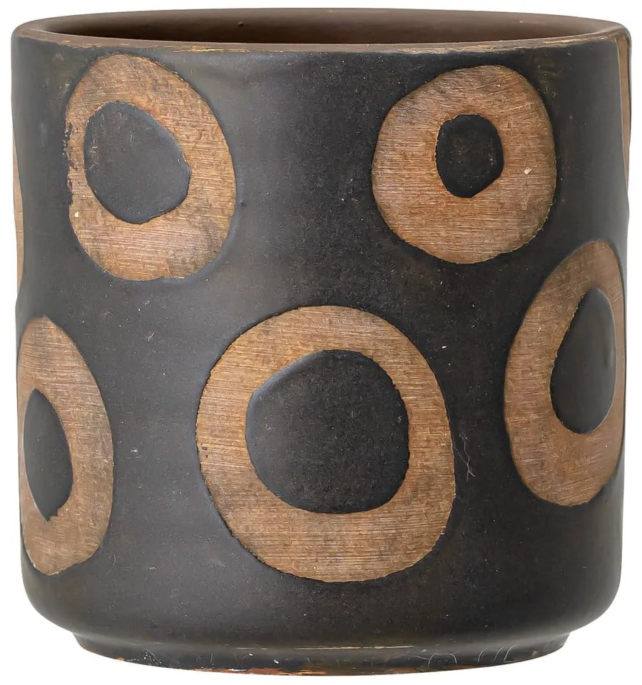 Čierny terakotový kvetináč Bloomingville Avo, výška 12 cm