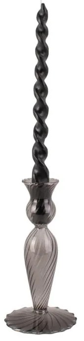 Sivý sklenený svietnik PT LIVING Swirl, výška 17 cm